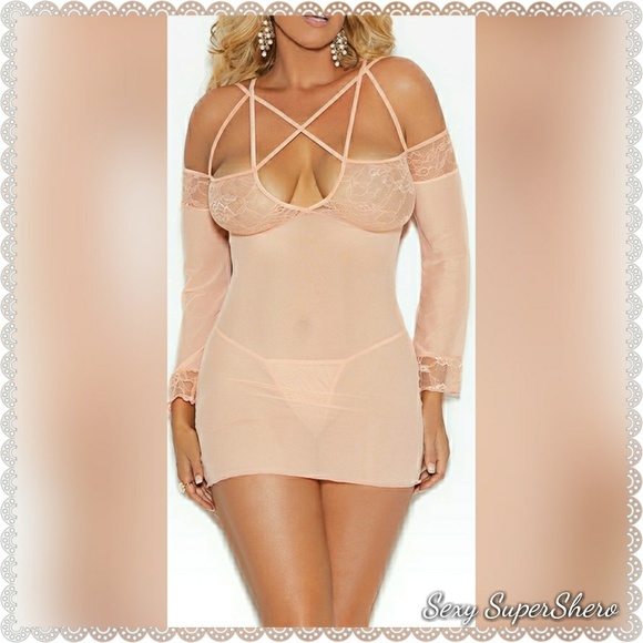Sexy SuperShero Other - 💣PLUS Night Cap Cold Shoulder Lingerie Babydoll